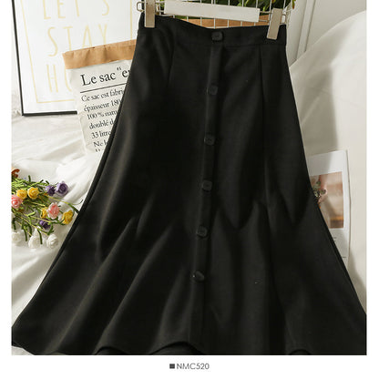 High waist medium length breasted skirt for women  2511