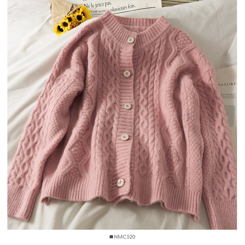 Sweater women's sweater solid color versatile twist top  1770