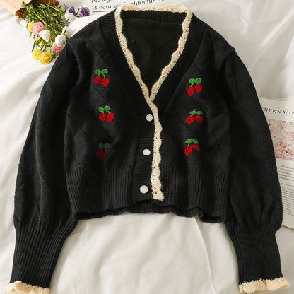 Cute cardigan cherry sweater  1481