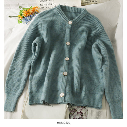 Sweater women's loose thin single breasted long sleeves  1838