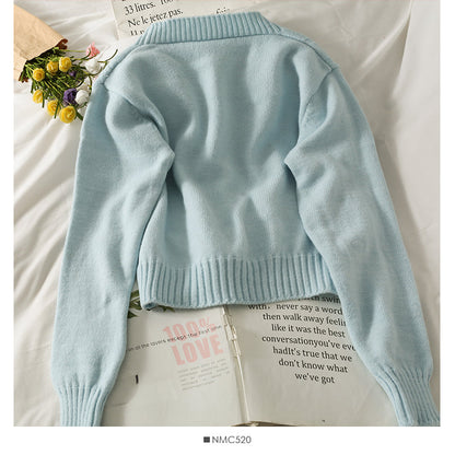 Sweater women's Linen embroidered short Knitted Top  1763