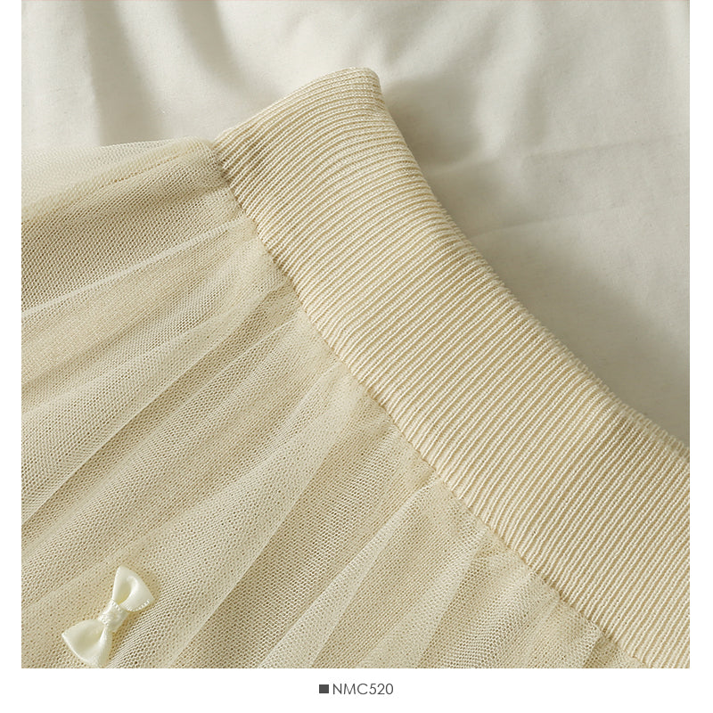 Three dimensional bow high waist medium length skirt  2564