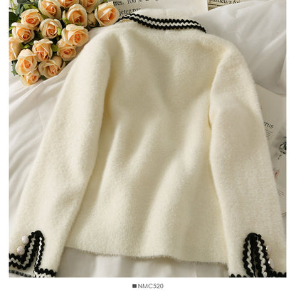 Sweater female stripe loose thin Plush coat  1844