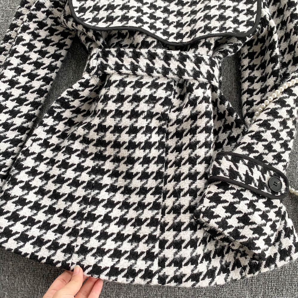 Thousand bird lattice small fragrant wind tweed coat  1497