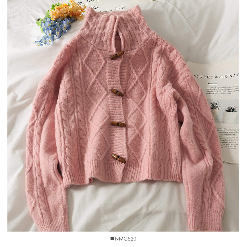 Plaid linen Lapel Long Sleeve Sweater Top  1897