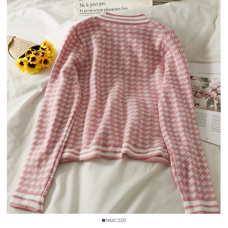 New Vintage thousand bird check low neck loose and thin sweater  1874