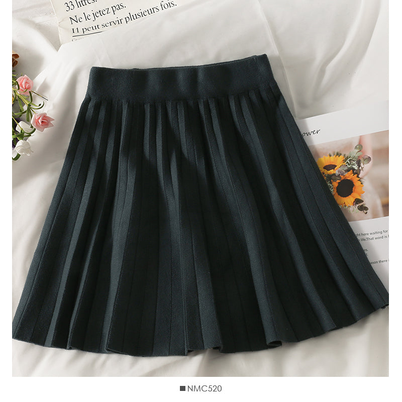 Waist slim knit A-line skirt women's versatile short skirt  2502