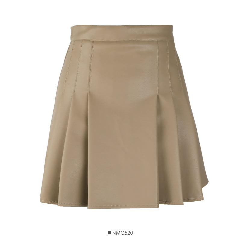 High waist thin solid pleated skirt  2577