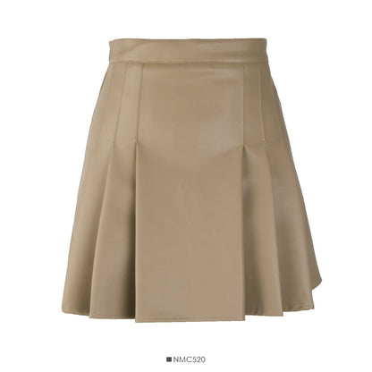 High waist thin solid pleated skirt  2577