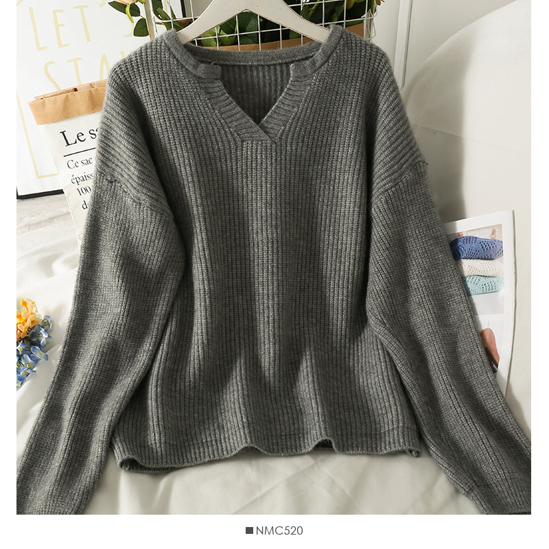 Korean version of thin, medium and long Pullover solid color sweater female  1786