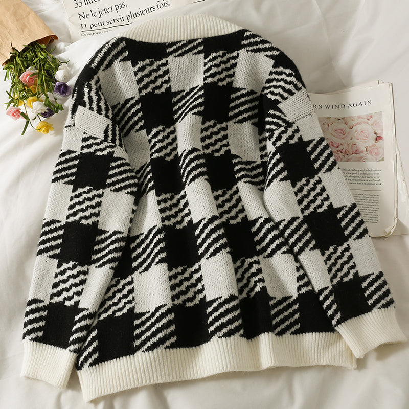 New Plaid loose and thin two button medium and long wool clothes  1831