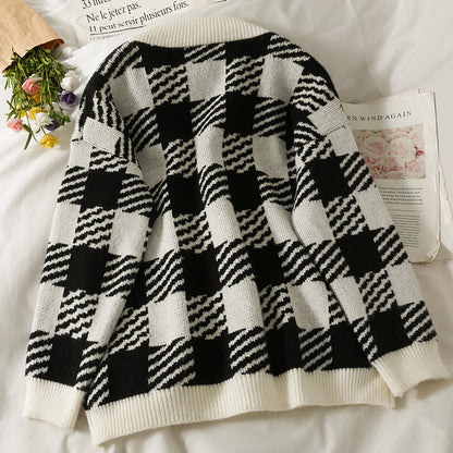 New Plaid loose and thin two button medium and long wool clothes  1831