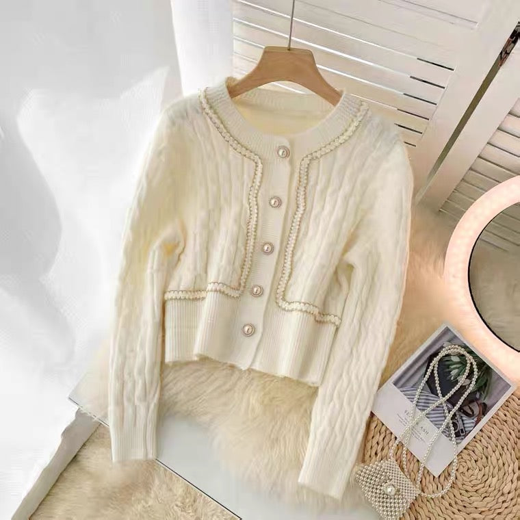 New style, small sweet socialite wind, temperament, slim short, twist sweater, coat cardigan  1450
