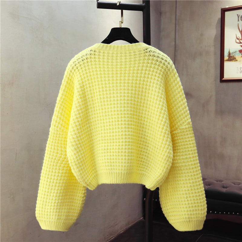 Simple round neck long sleeve sweater  1476