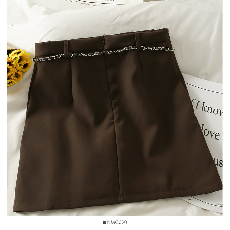 Hong Kong style retro high waist pleated A-line skirt  2531