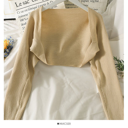 Early autumn Knitted Blouse new French shawl half  1693