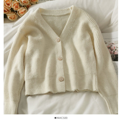 Sweater women's short Versatile Single breasted cardigan  1823