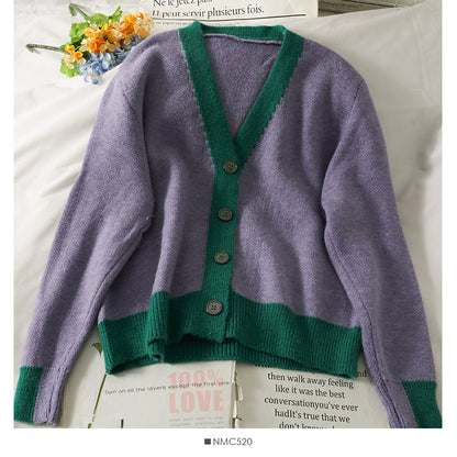 Hong Kong style contrast stitched Vintage loose and thin T-shirt  1787