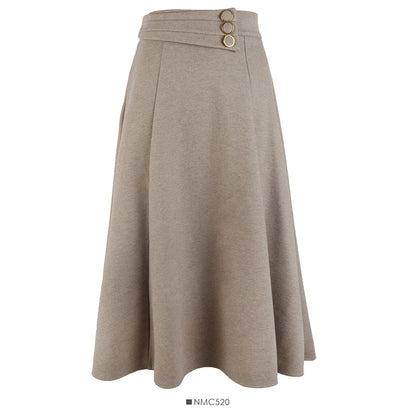 High waist three button thickened large swing skirt  2520