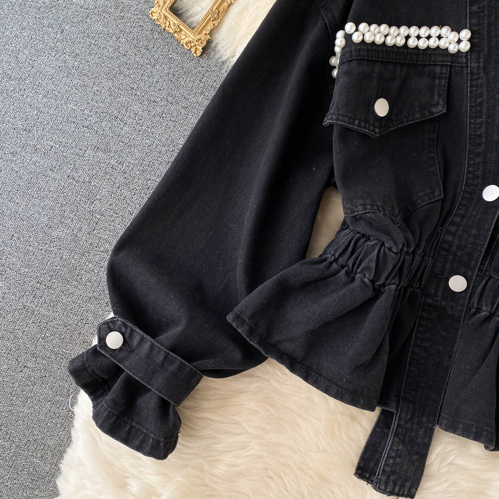 Denim jacket feminine V-neck  1513