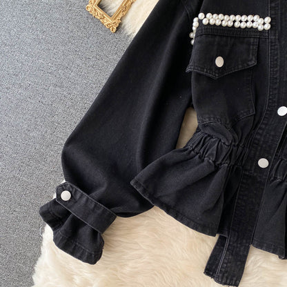 Denim jacket feminine V-neck  1513