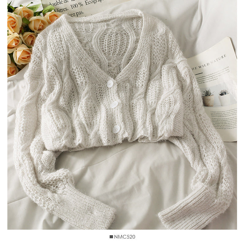 Jacquard sweater women's loose and thin solid color sweater  1741