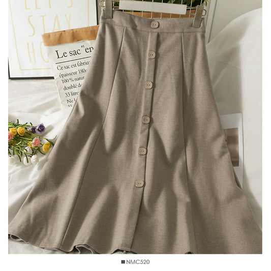 High waist medium length breasted skirt for women  2511