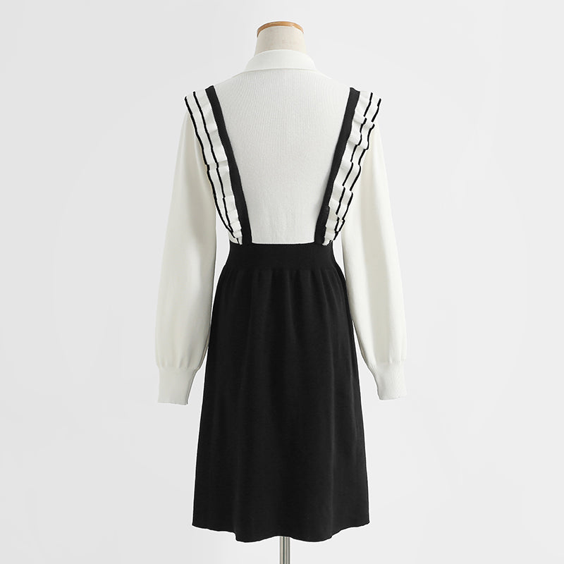College style knitted dress color matching, aging and slimming  2318
