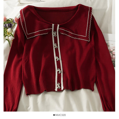 Striped single breasted short slim knit  1921