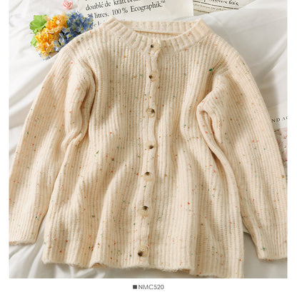 Korean retro medium length single breasted long sleeved sweater  1867