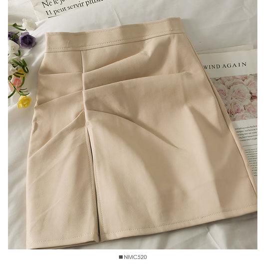 Korean wrinkled irregular split slim wrap hip skirt  2496