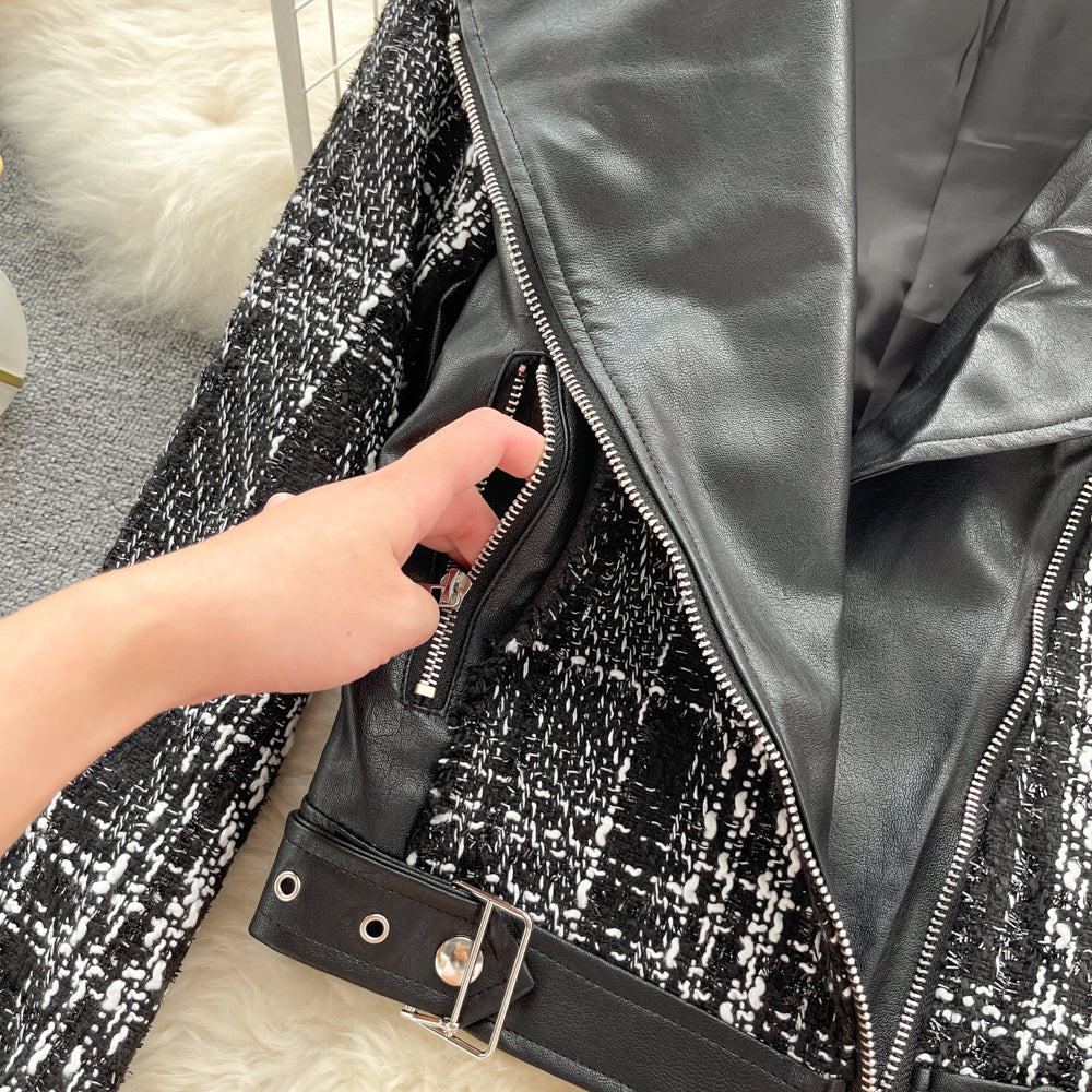 Jacket stitched leather jacket jacket  1523