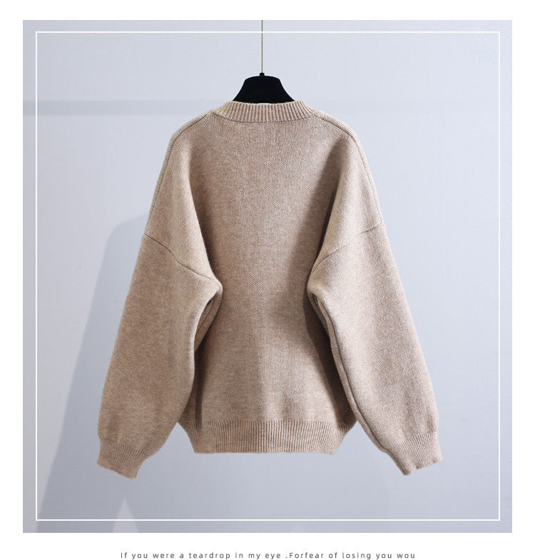 Vintage, turtleneck cardigan, Autumn/winter, new, loose, lazy style, student sweater coat  1400