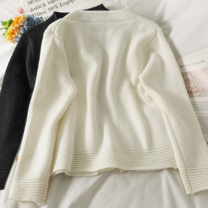 French niche design loose and thin buttonless sweater  1801