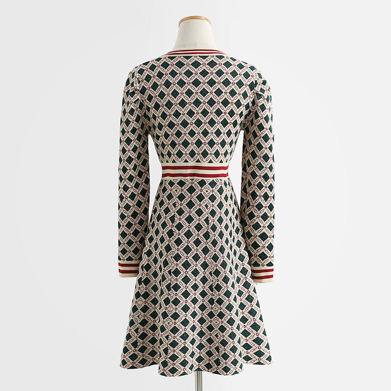 New French fashion aging foreign style small fragrance long sleeve skirt  2422