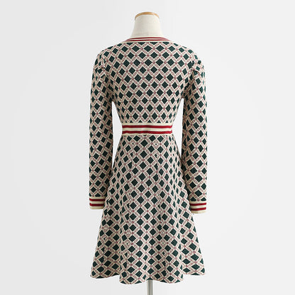 New French fashion aging foreign style small fragrance long sleeve skirt  2422