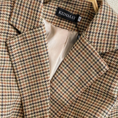 Plaid suit coat wool waist British style  1642