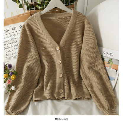 Knitwear solid color versatile outside cardigan sweater coat  1835