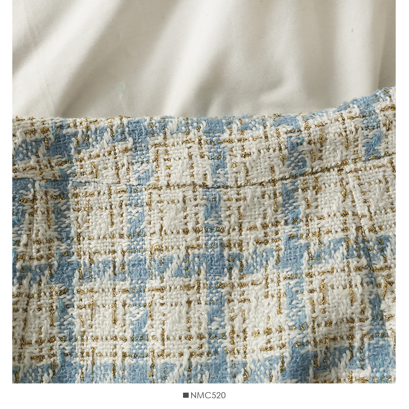 Hong Kong style retro tweed high waist A-shaped skirt for women  2548