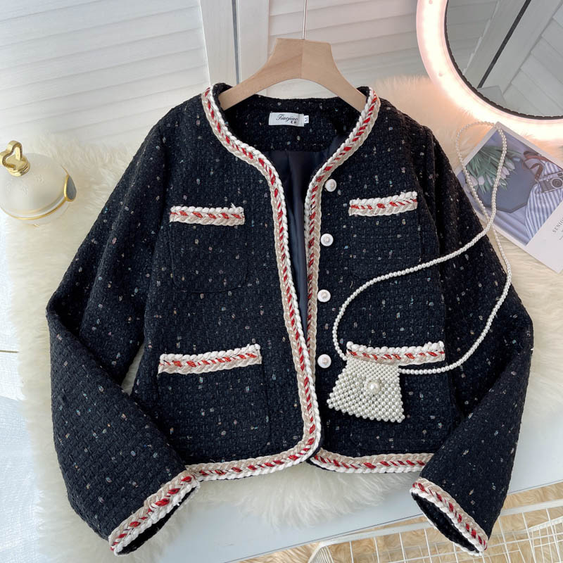 Plaid tweed coat for women in autumn and winter  1549