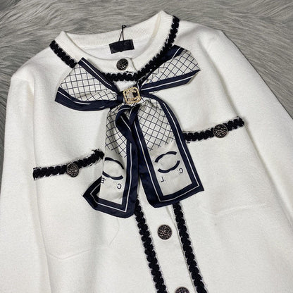 Small sweet early spring new style, socialite wind silk scarf sweater cardigan, simple fashion knitting coat  1467