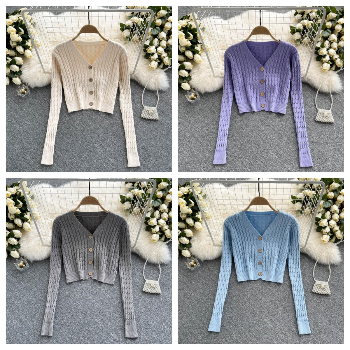 Knitted cardigan, western style coat, female V Neck Sweater Coat  1610