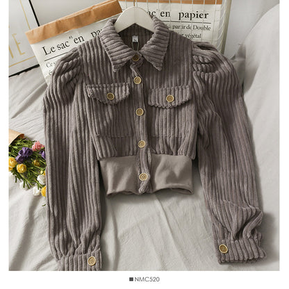 Korean minority corduroy short lapel jacket  2084