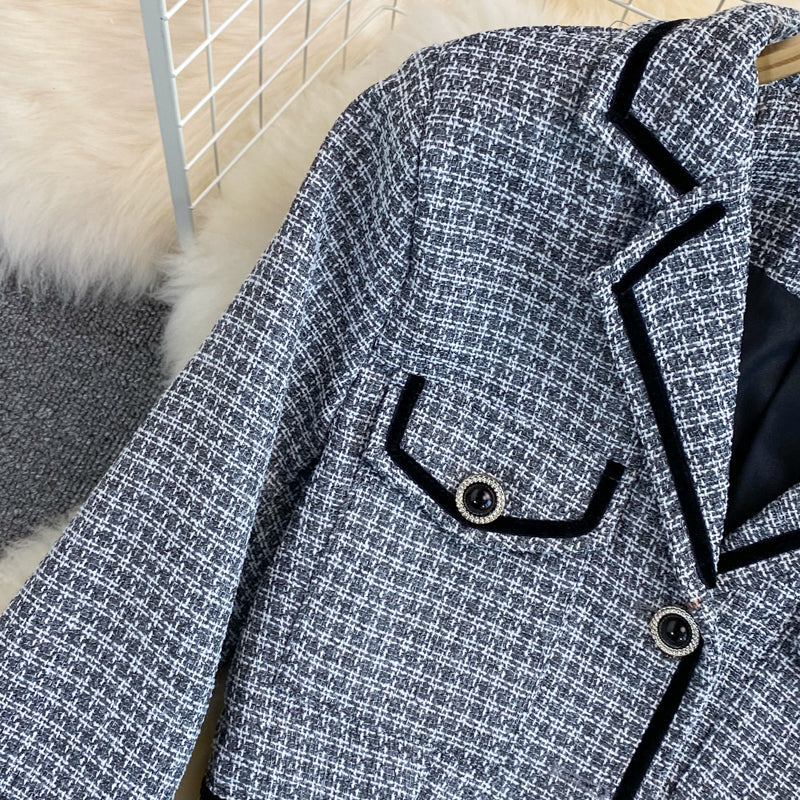 Small fragrance suit collar coat female French celebrity temperament  1682