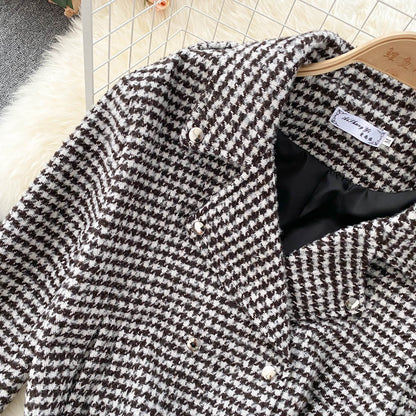 French retro temperament Lapel thousand bird high waist short style  1568