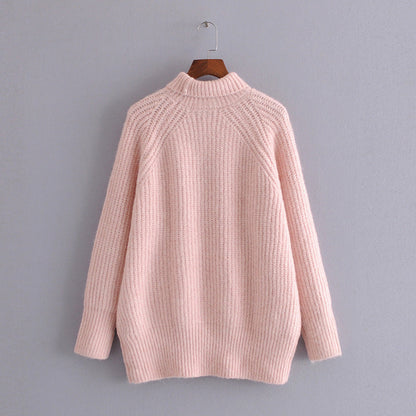 Loose knit turtleneck sweater for women  1353