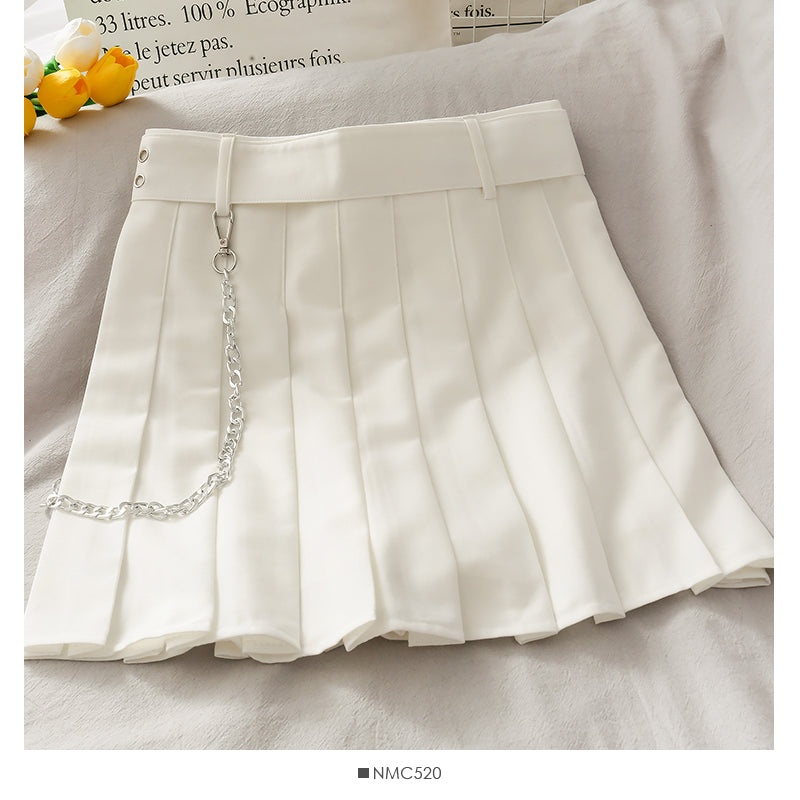 High waist slim chain decoration short skirt women  2491