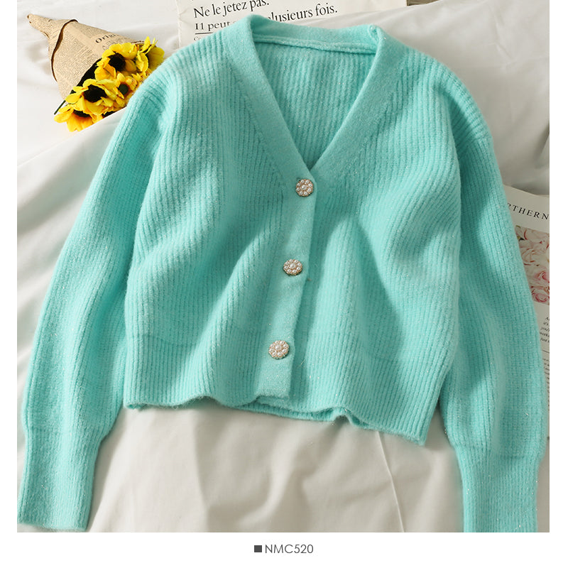 Han Fan loose and thin three button single breasted cardigan sweater  1784