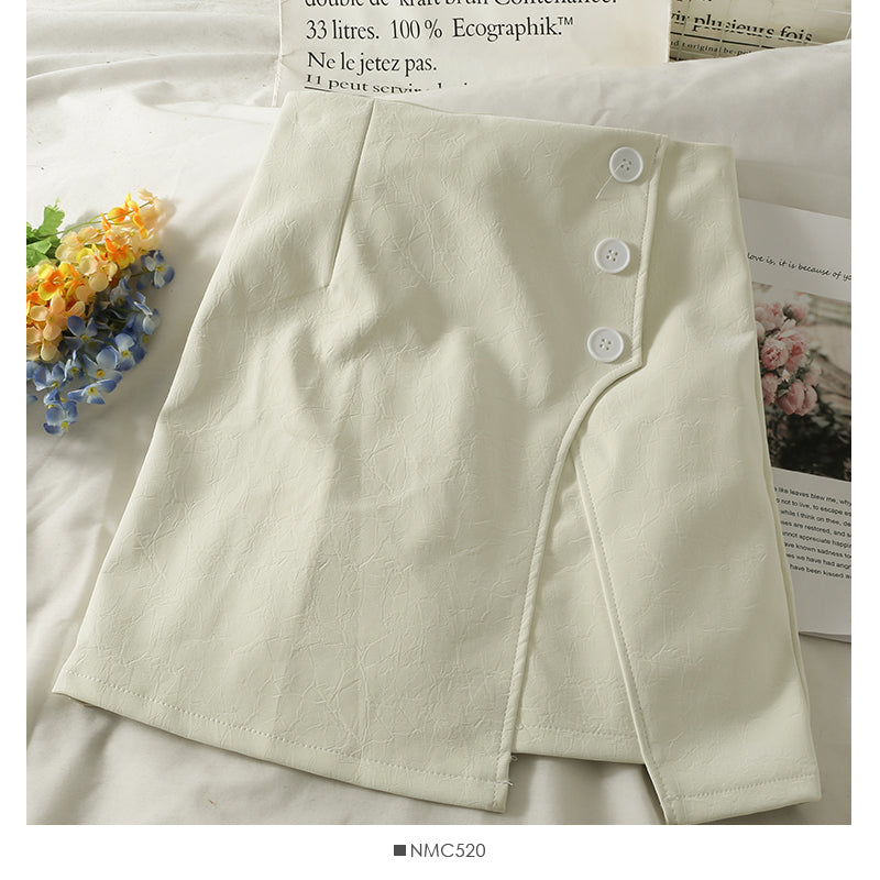 Korean fashion versatile PU leather high waist slim skirt  2581