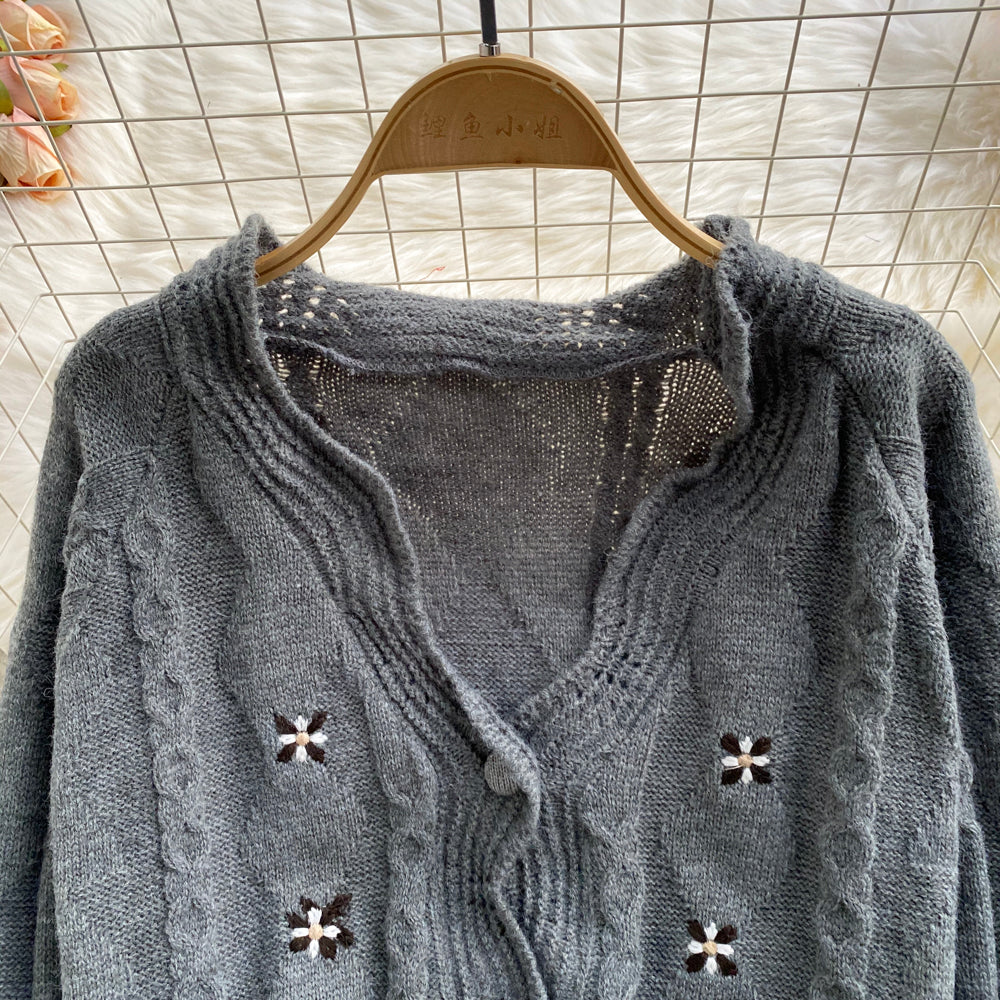 Foreign style V-neck thin sweater cardigan coat female  1614
